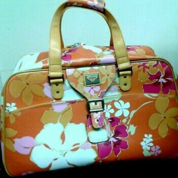 Roxy orange sherbert floral print rolling duffle w - Picture 4 of 8